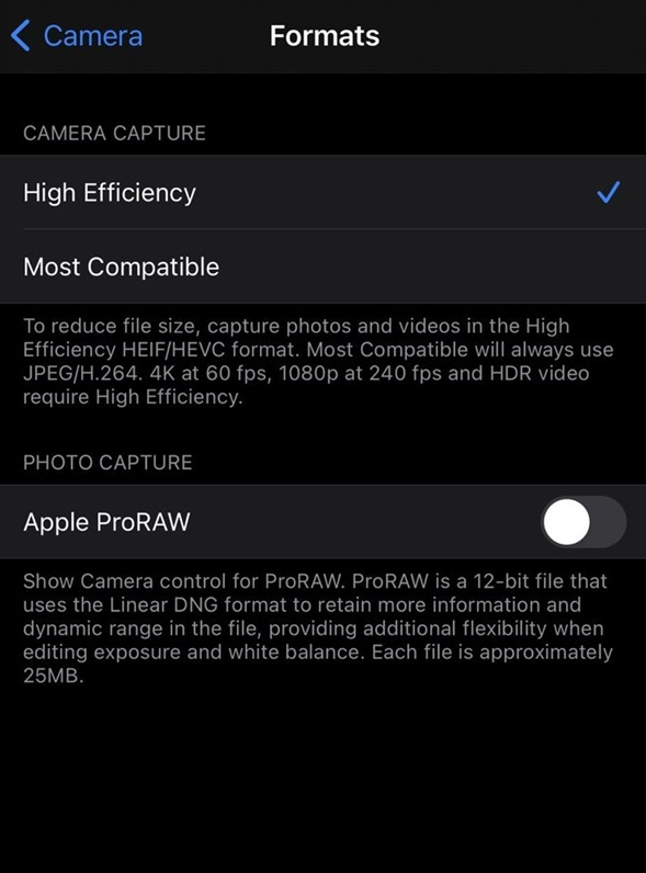 嘉定苹果手机维修分享如何为 iPhone 12 Pro/Max 启用 ProRAW 照片格式 